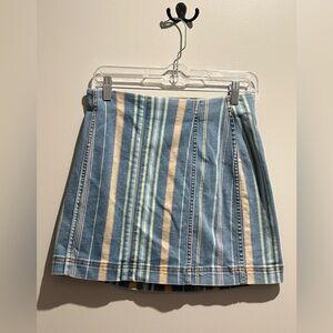 Wild Fable Denim Jean Mini Skirt With Pastel Colored Vertical Stripes - Size 4